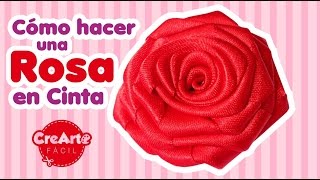 Cómo hacer una rosa en cinta fácil  How to make a ribbon rose DIY [upl. by Eecyaj484]