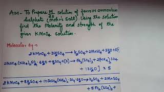 Calculation for Mohrs salt and KMnO4 titration [upl. by Akkeber]