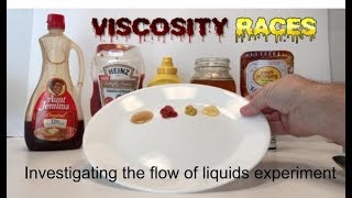 VISCOSITY RACES investigating the flow of liquids experiment [upl. by Rothstein548]