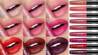 RIMMEL STAY MATTE LIQUID LIPSTICKS SWATCHES amp REVIEW  ALL 14 SHADES [upl. by Assilim]