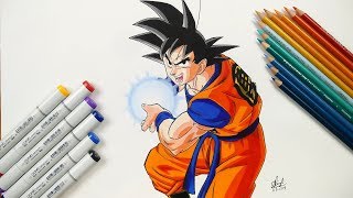 How To Draw Goku Kamehameha  Step By Step Tutorial  Dragonball Super [upl. by Naul]