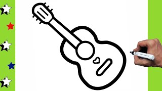 Guitar Drawing Easy  How To Draw a Guitar step by step [upl. by Ray137]