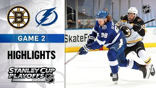 NHL Highlights  Second Round Gm2 Bruins  Lightning  Aug 25 2020 [upl. by Karoly]