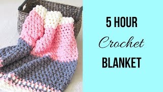 5 Hour Crochet Blanket Fast and Easy [upl. by Eimilb948]