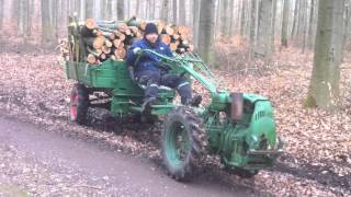 Agria 2800 mit Völker Triebachsanhänger Brennholztransport [upl. by Aldus]