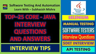 Top 25 Java Interview Questions and Answers for SDET [upl. by Shetrit]