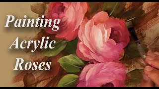 Painting Acrylic Roses  Learning the Basics [upl. by Ernaline462]