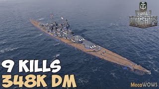 World of WarShips  Grosser Kurfürst  9 KILLS  348K Damage  Replay Gameplay 4K 60 fps [upl. by Loux]