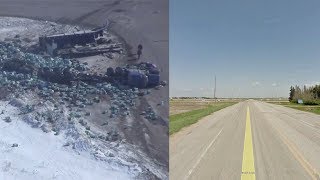 Examining the intersection of the Humboldt Broncos bus crash via Street View [upl. by Nimesh]