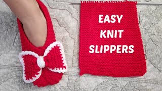 SUPER EASY Knitted Slippers Tutorial for Every Size [upl. by Ybrad488]