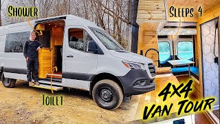 Van Camper SLEEPS 4  Custom 4x4 Mercedes Sprinter Campervan Conversion [upl. by Yoshiko]