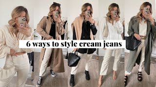 6 Ways To Style Cream Jeans  SpringSummer Outfit Ideas  jessmsheppard [upl. by Adneram]