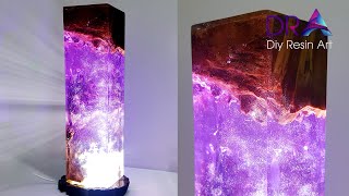 Easy making Epoxy Resin lamp Magical purple  Diy Resin Art [upl. by Edny]