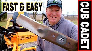 HOW TO CHANGE BLADES ON A CUB CADET ULTIMA ZT1 MOWER EASY TO DO [upl. by Olathe943]