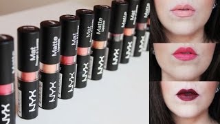 NEW  NYX Matte Lipstick Review w Lip Swatches [upl. by Patricio]