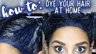 How To Dye Your Hair At Home BLUE BLACK [upl. by Pauwles315]