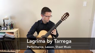 Lagrima by Tárrega and Lesson for Classical Guitar [upl. by Aronas]