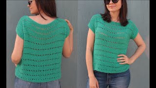 BLUSA DE VERÃO FÁCIL E RÁPIDA  TRICÔ [upl. by Ladnor]